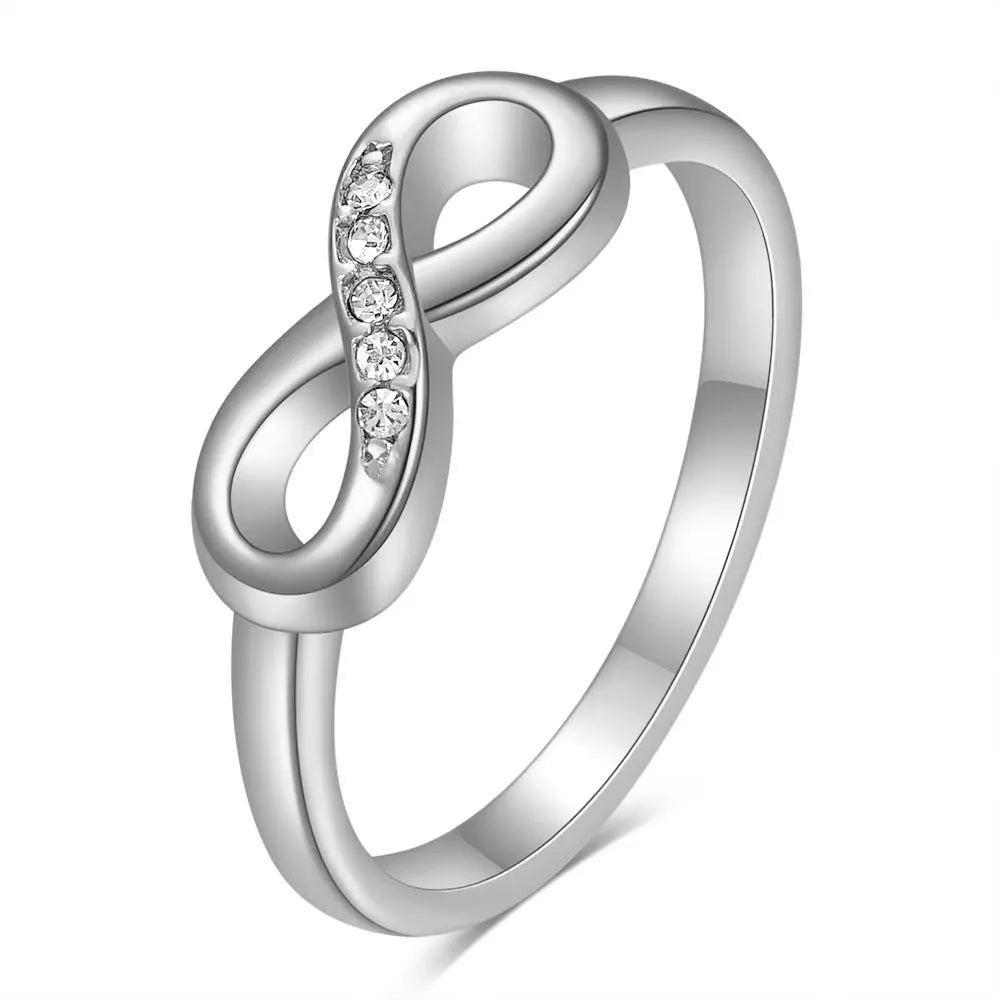 Dainty Infinity Promise Ring Gold / Silver Style CZ Eternal Band