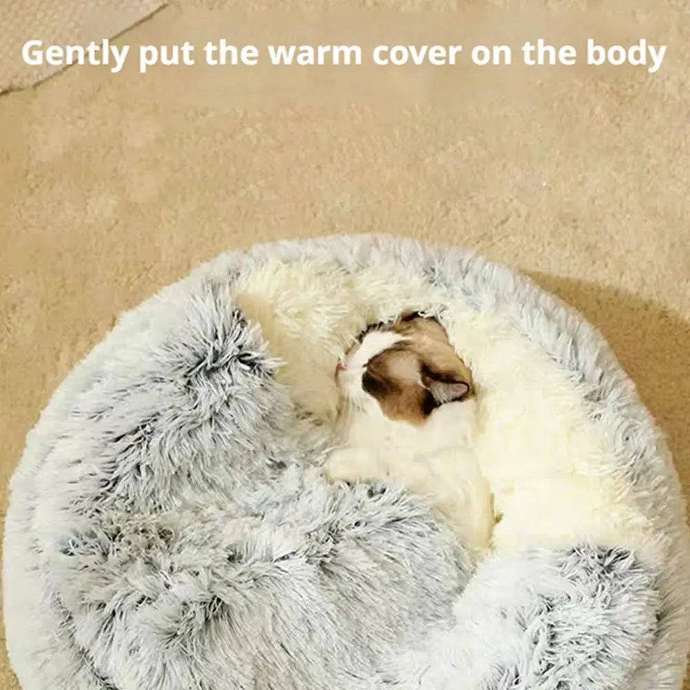 Cama de Inverno Redonda em Pelúcia para Gatos, Almofada para Gatos, Casa Quente para Gatos, Cesto para Gatos, Saco de Dormir para Animais de Estimação, Ninho para Gatinhos, Canil para Cães e Gatos