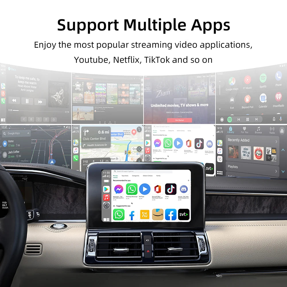 Smart CarPlay AI Box 2026 - Android 13 | Qualcomm Octa-Core | 4G+64GB Wireless Multimedia Adapter