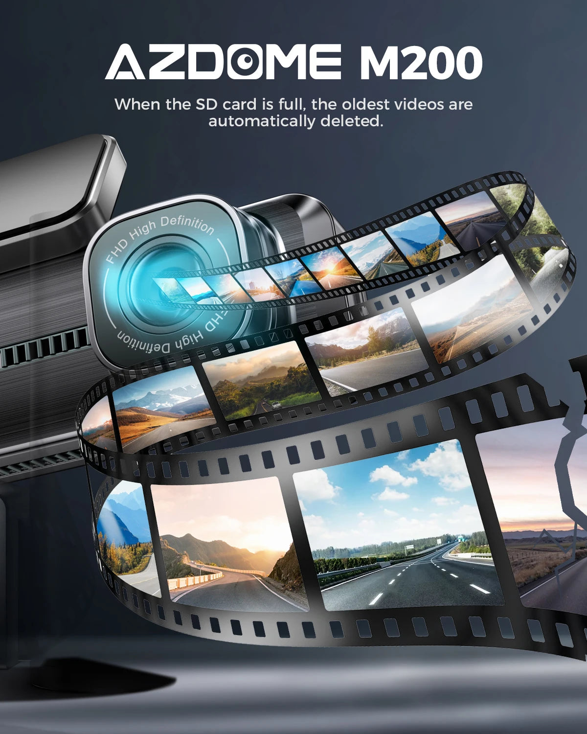 AZDOME M200 Dash Cam English Voice Control 2K Car DVR WiFi Camera for Vehicle Night Vision G-Sensor 24H Parking Monitor