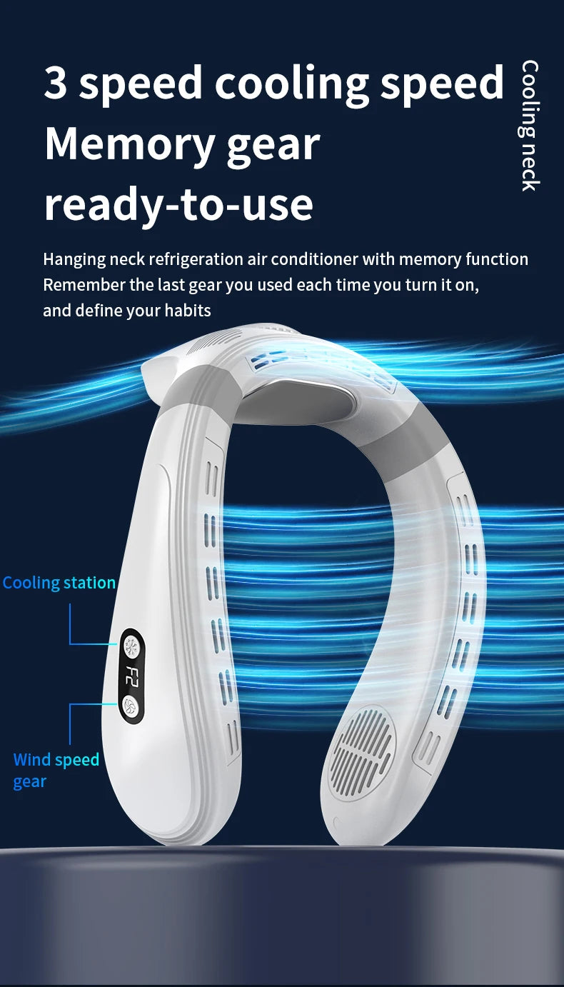 Portable Semiconductor Cooling Neck Fan with 5200mAh Battery