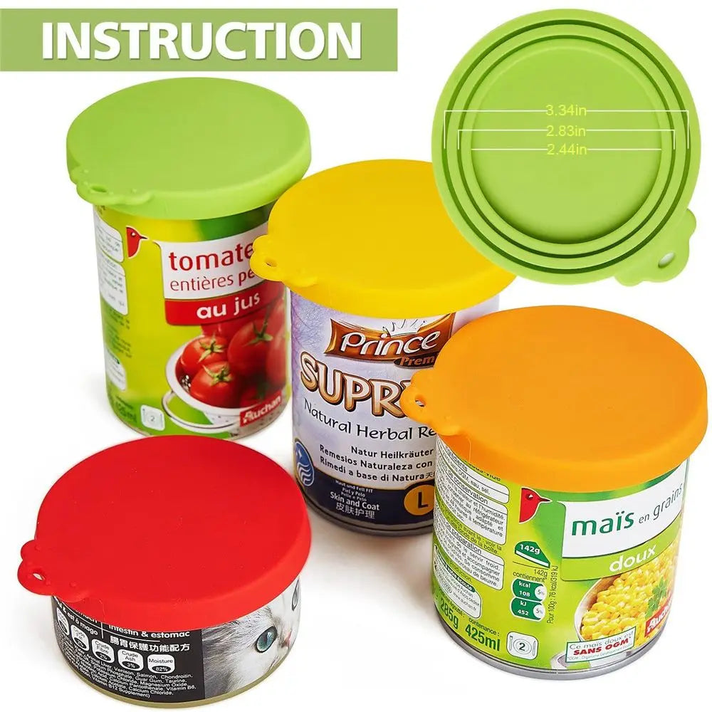 Tampa de Silicone 3 em 1 para Latas Reutilizável de Comida Mantenha Fresco Organização de Cozinha Artigos para Animais de Estimação