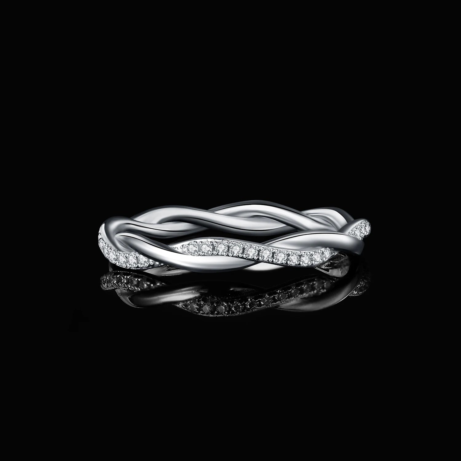 Moissanite Twisted Rope Rotating Infinity Ring