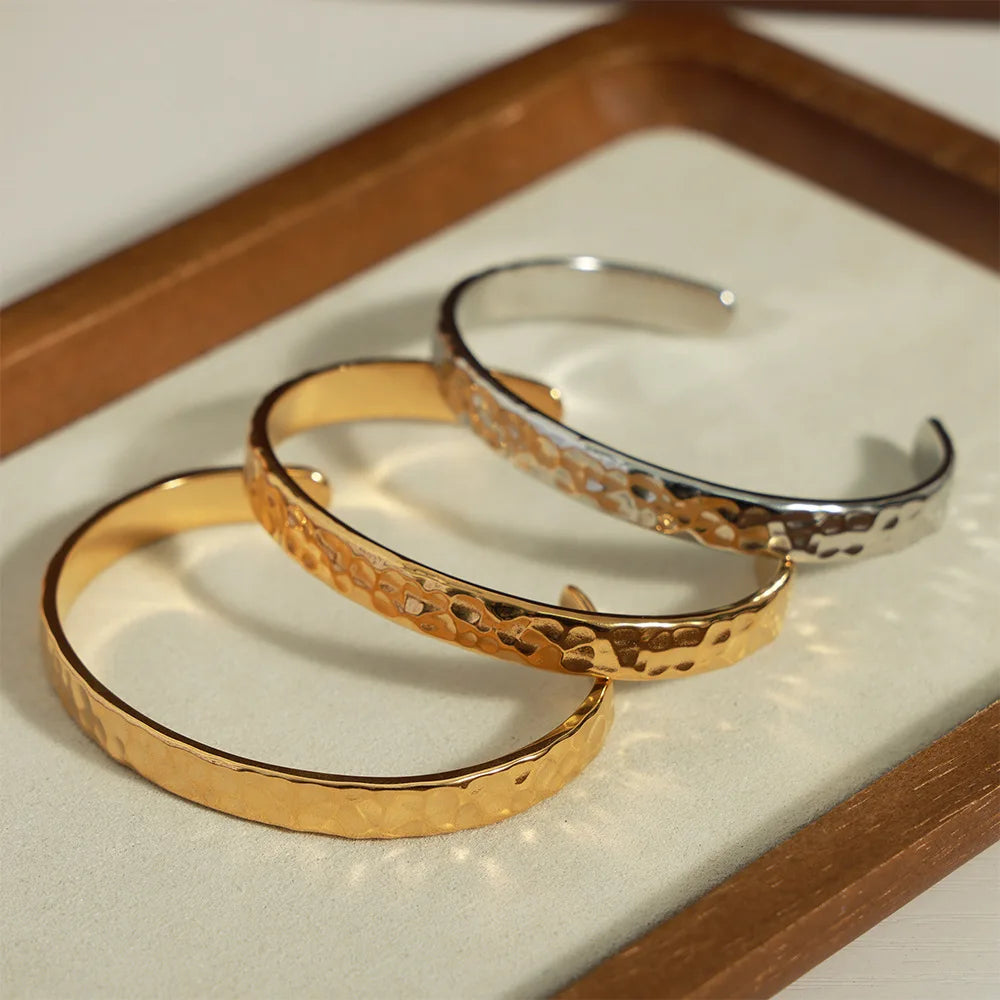 Pulseira de Aço Inoxidável com Textura Natural para Mulher Banhado a Ouro 18k de Alta Qualidade Sem Desvanecimento Pulseiras e Braceletes para Mulher