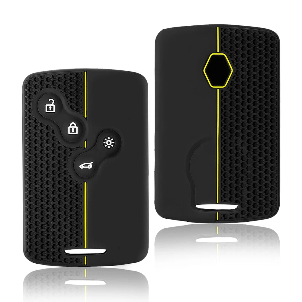 Silicone Key Case for Renault Megan 3 Laguna Fluence NEMA Clio 4 Captur Zoe Card 4 Button Key Cover Remote Protection Keychain