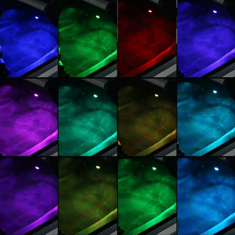 Wireless LED Car Interior Ambient Light Remote Control 13 Colors Diamond Diving Light Auto Roof Foot Atmosphere Lamp Decoration