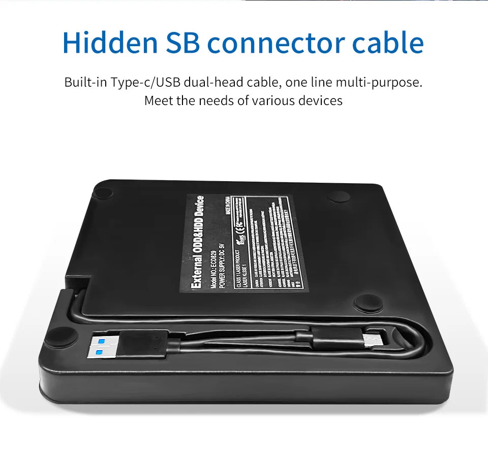 2in1 USB3.0 TypeC Slim External DVD VCD CD Writer Optical Drive Burner Reader Player Portable For Laptop PC DVD Burner DVD
