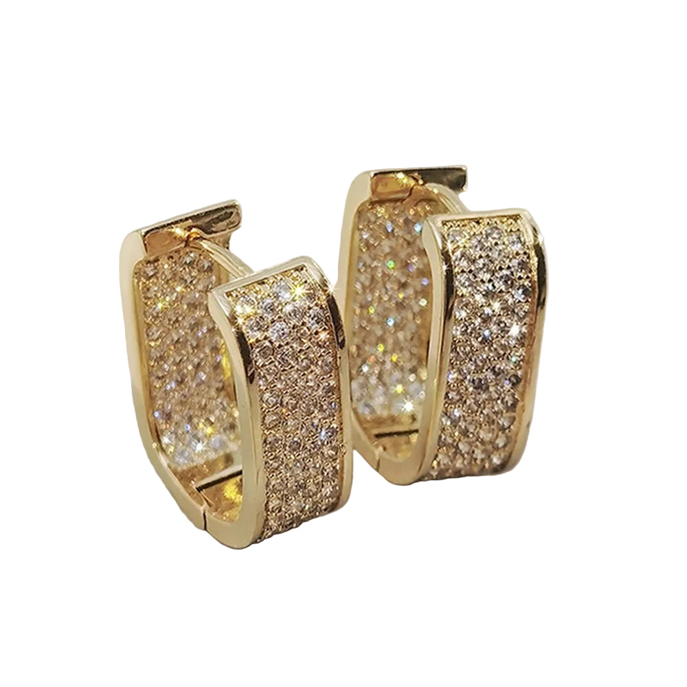 Korean Paved CZ Hoop Earrings Simple Versatile Jewellery