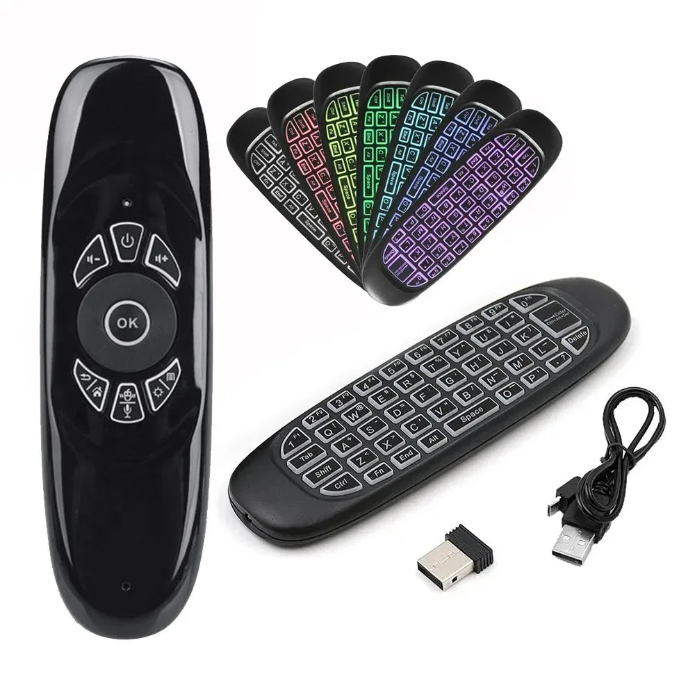 C120 Backlight Air Mouse 2.4G RF Wireless Mini Keyboard Smart Gyroscope Keyboard Remote Control For Android Smart TV Box