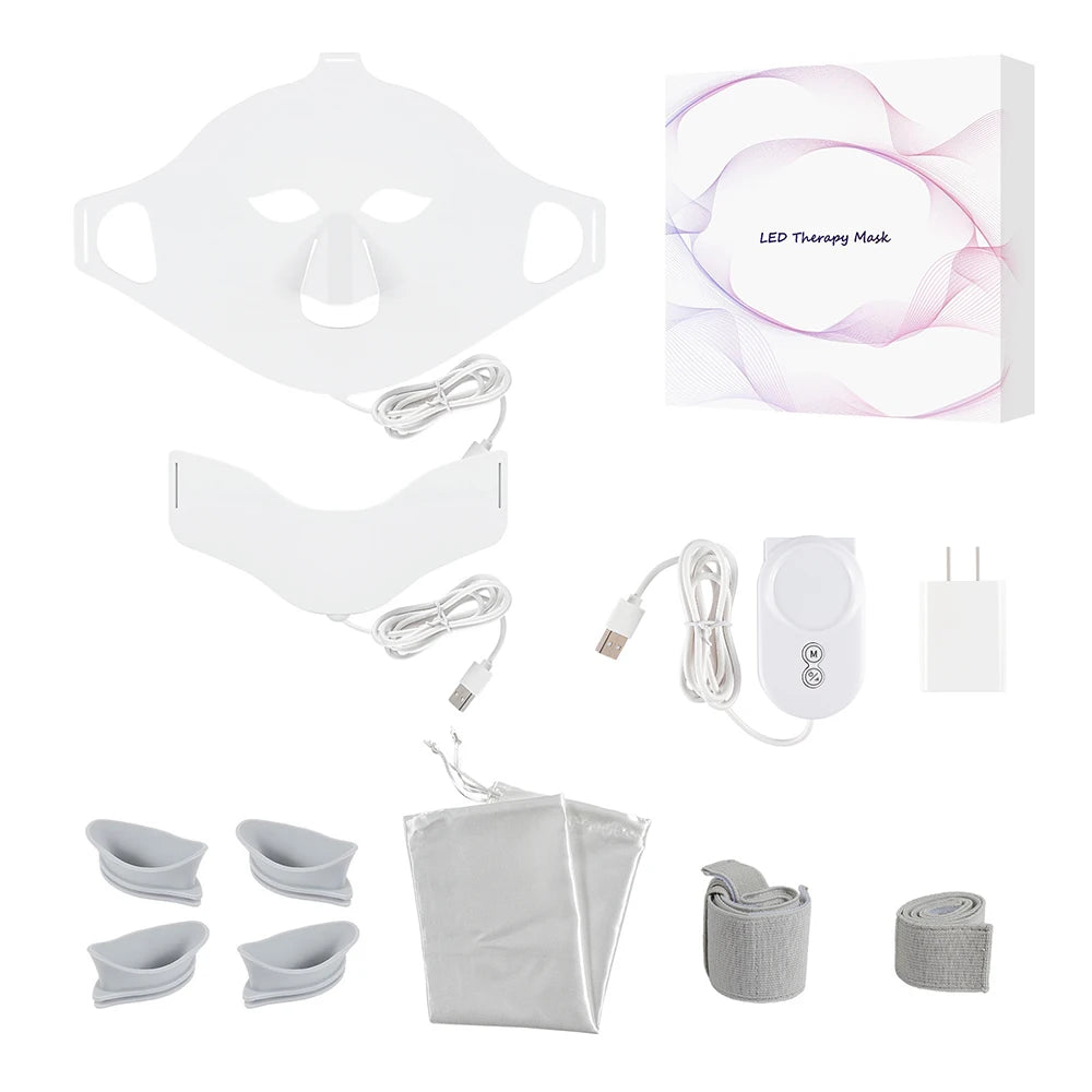 Professional 7-Color LED Facial & Neck Mask – 168 LED Therapy | Medical-Grade Silicone