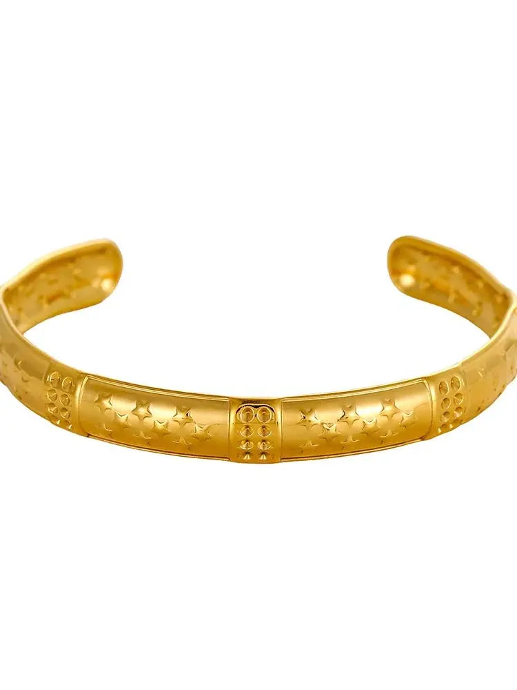 18k Gold-Style Plated Stainless Steel Snake Line Cuff Bangle