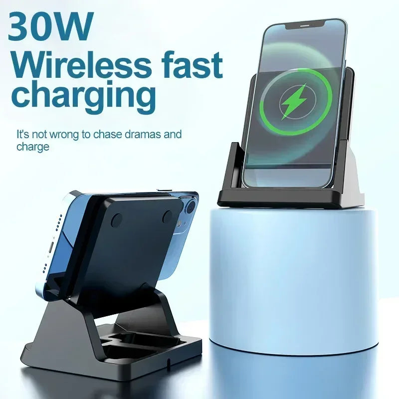 30W Wireless Charger Removable Desktop Vertical Holder Stand For iPhone 16 15 14 13 12 Samsung S25 Xiaomi 15 Quick Charging Dock