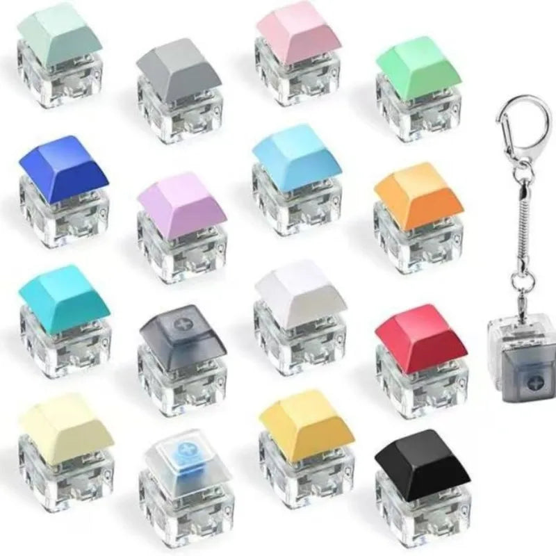 Personality Computer Multi Color Mechanical Keyboard Pendant Button Stress Press Finger Boring Key Chain Toy Gift