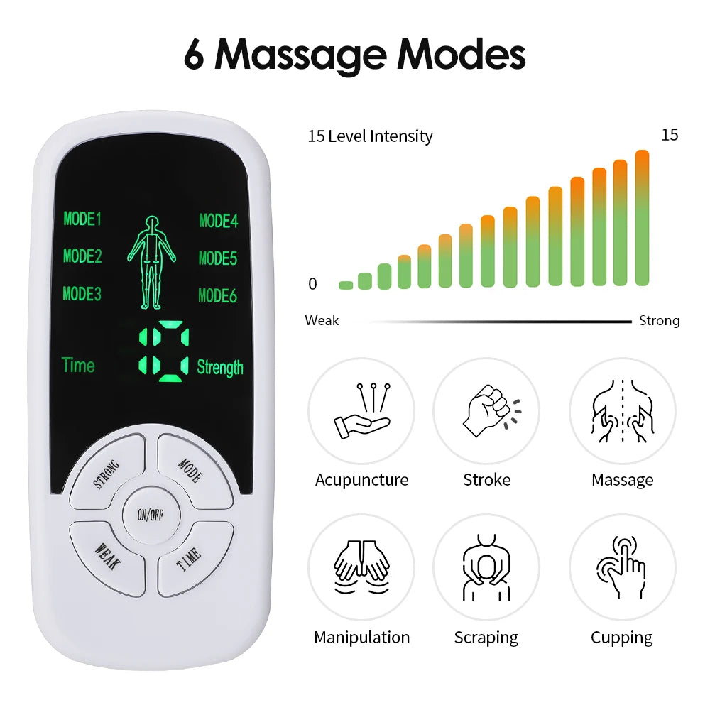 Portable EMS TENS Unit Muscle Stimulator 6 Mode Body Massager