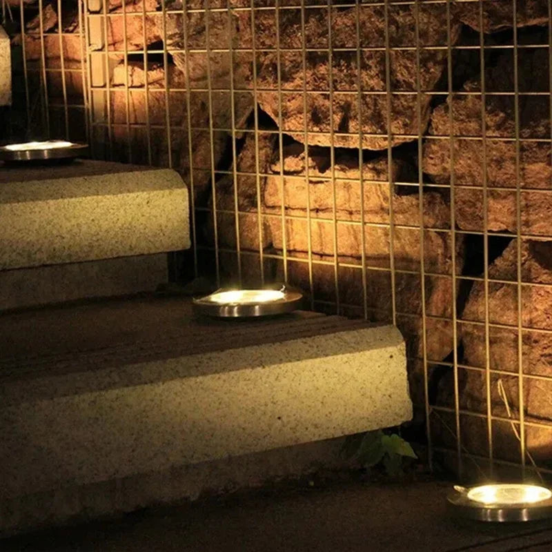 8/20 LED Solar Disk Lights Waterproof Outdoor Garden Path Lamp