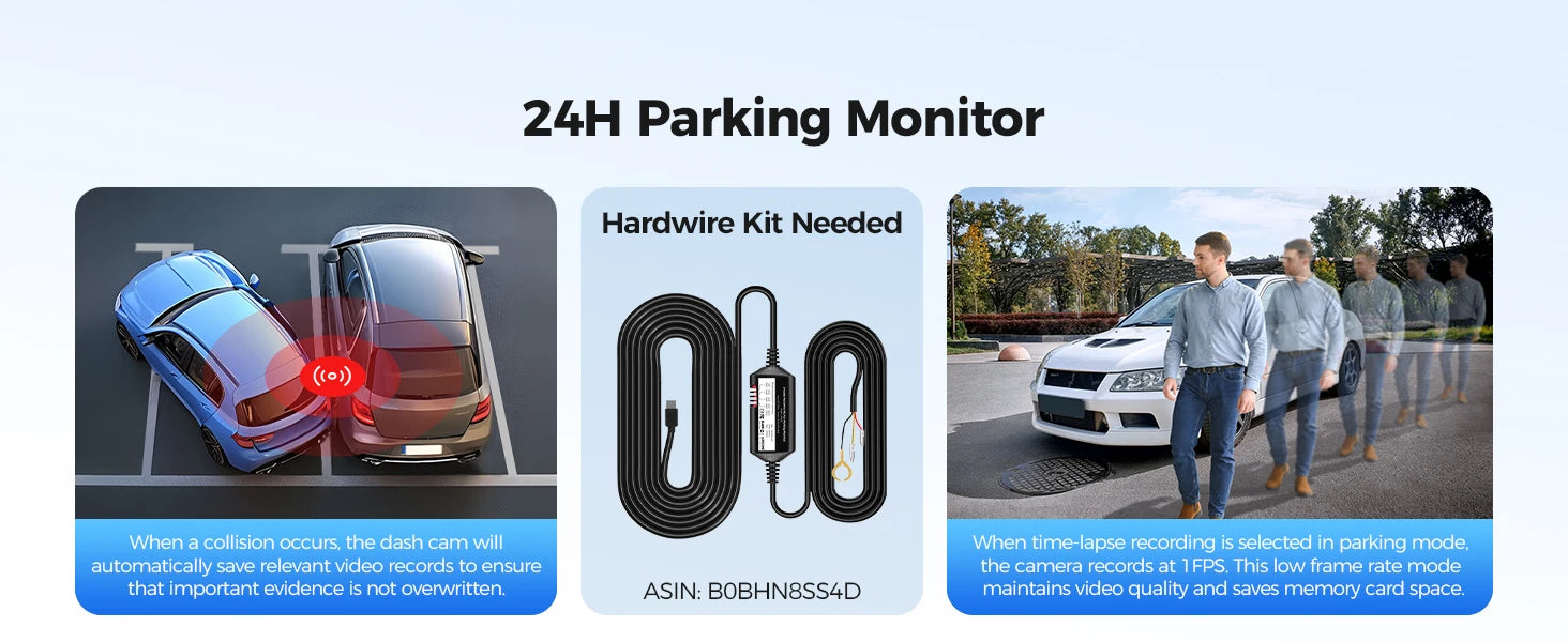 AZDOME Dash Cam M300S 4K+1080P Dual Dash Car Camera Built-in WiFi GPS ADAS Car DVR 24H Parking Mode Night Vision Black Box