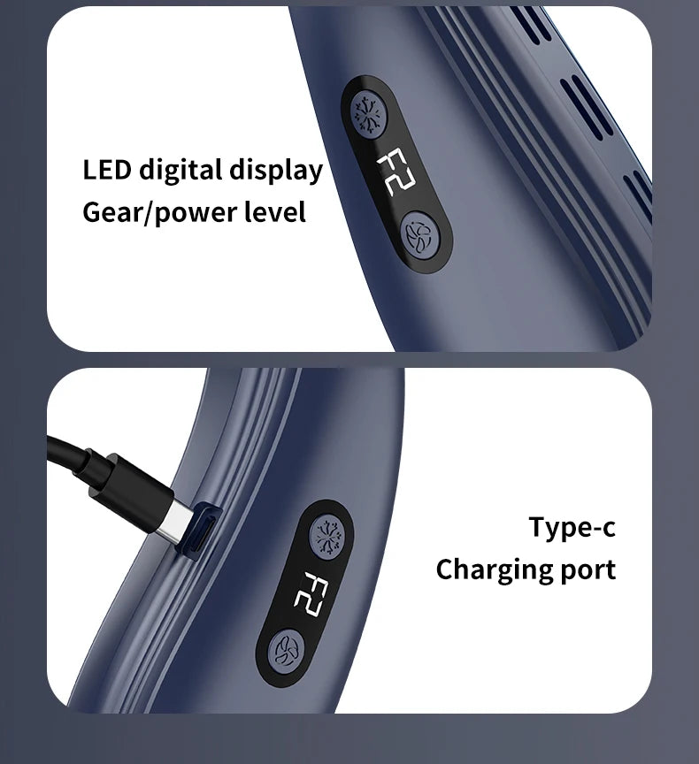Portable Semiconductor Cooling Neck Fan with 5200mAh Battery
