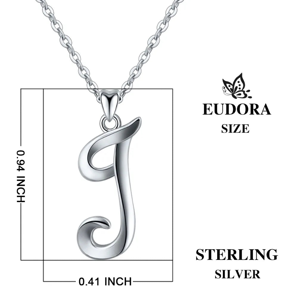 925 Sterling Silver Initial Letter Pendant Necklace