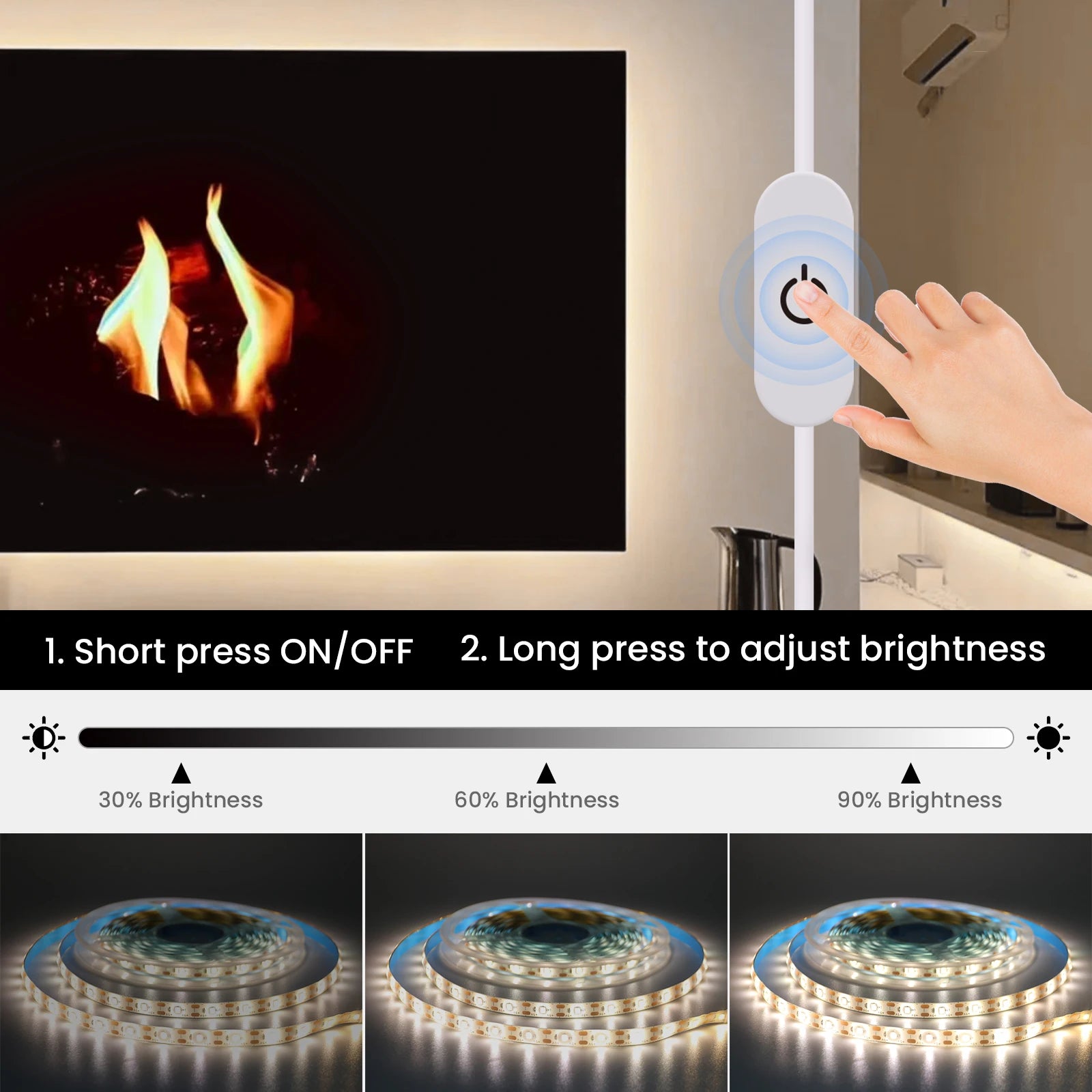 5V USB LED Strip Light Dimmable 2835 SMD Cabinet Night Lighting