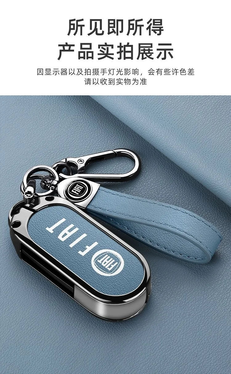 Leather Car Remote Key Case Cover Shell Protector for Fiat Ducato 500 500L Panda Grande Punto Lancia Musa Keychain Accessories