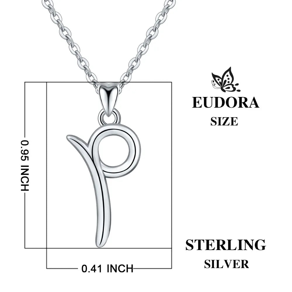925 Sterling Silver Initial Letter Pendant Necklace