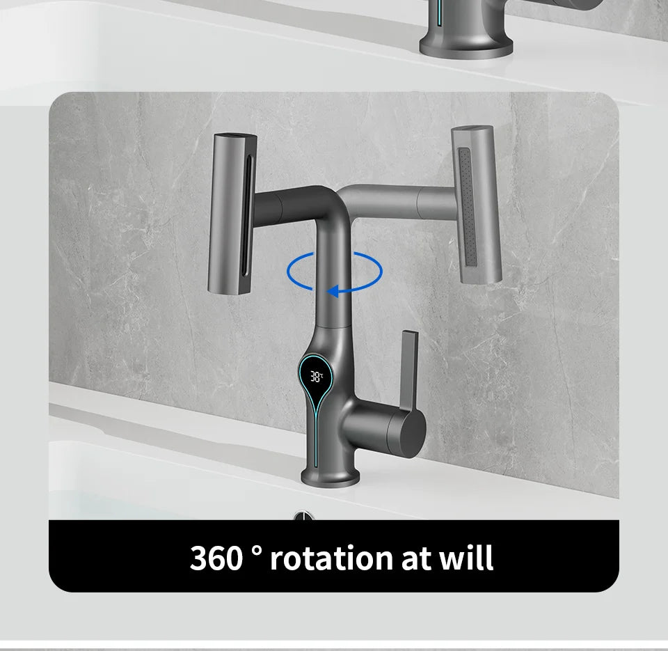 Digital Waterfall Basin Tap with LED Temperature Display