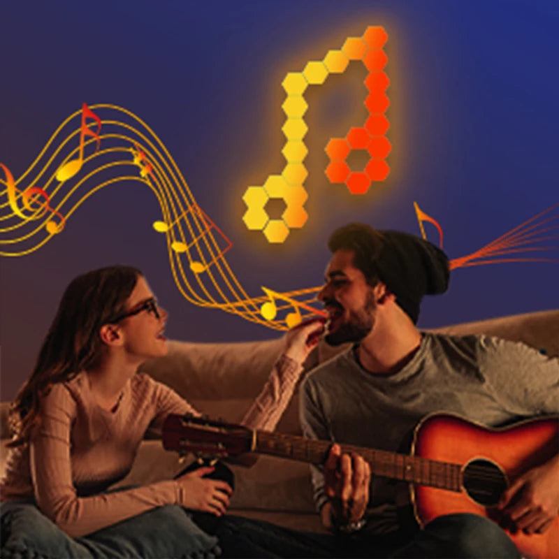 Luz Hexagonal LED RGB Bluetooth Interior Controlo Remoto APP Candeeiro de Cabeceira Decoração de Quarto Sala de Jogos de Computador