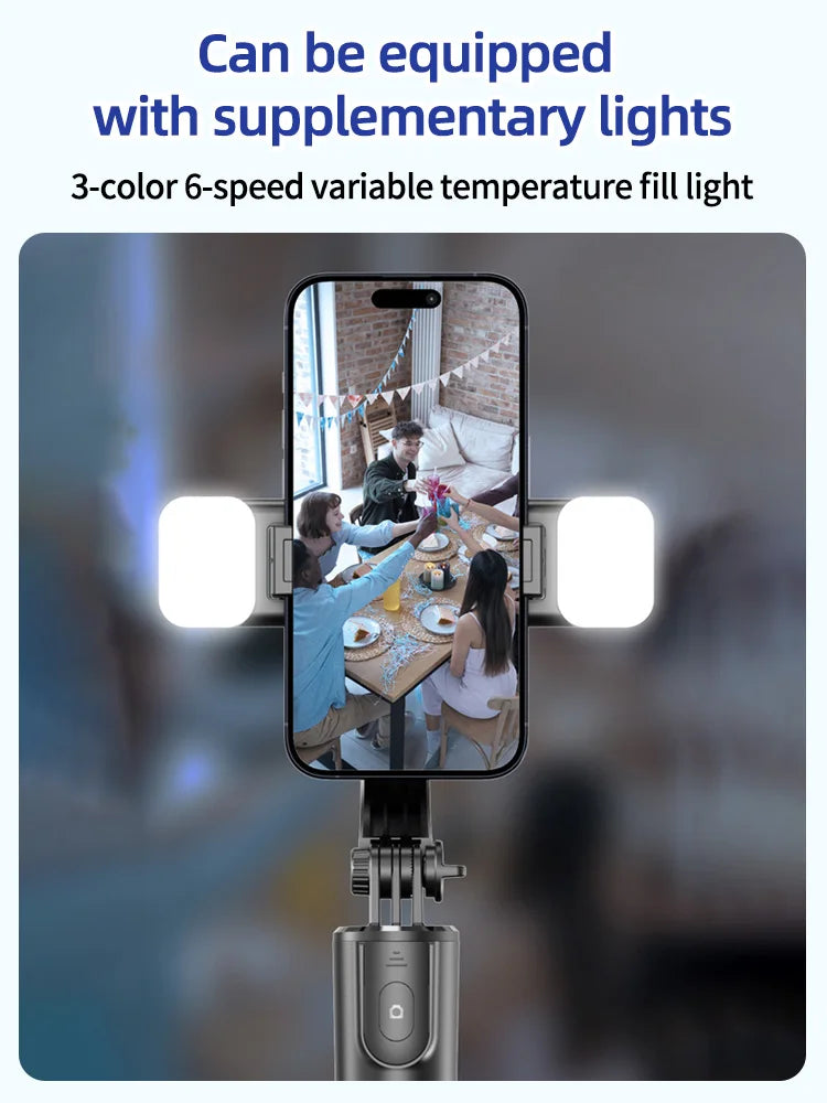 Foldable Selfie Stick Doule LED Fill Light with Wireless Bluetooth Remote Desktop Tripod Stand For iOS Android Smartphone Holder