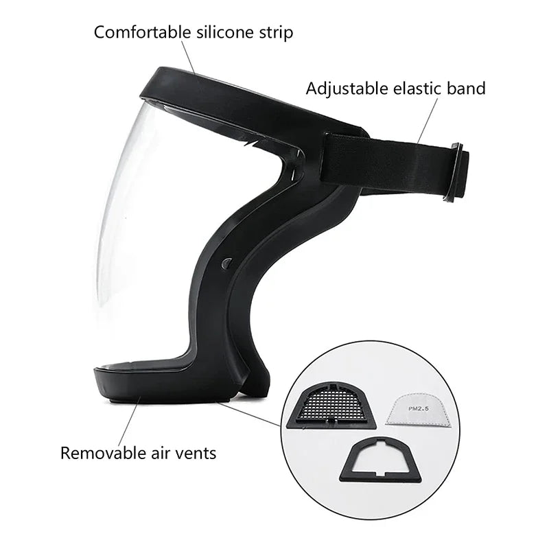 Protective Full Face Shield Mask Transparent Head Eyes Safety Cover Glasses Screen Visors Dustproof Wind Proof Anti-Fog Goggles