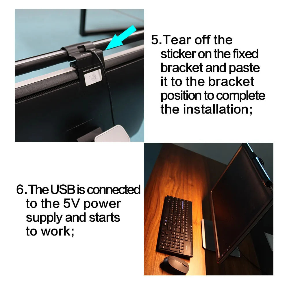 LED Monitor Light Bar Monitor Desk Lamp with RGB Backlight Music Rhythm Ambiance Table Lamp PC Screen Light for Home Office/Game