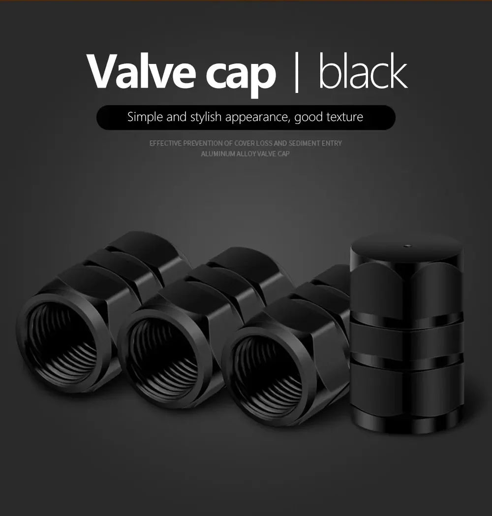 Aluminum Alloy Car Tire Valve Caps Airdust Waterproof Tyre Rim Stem Cover for Automobiles Motorcycles Bikes 4Pcs