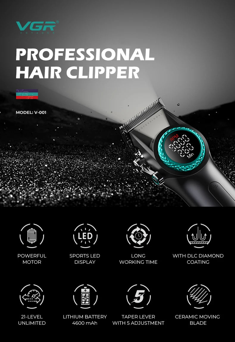 VGR 001 & 977 Professional DLC Blade Clipper Set
