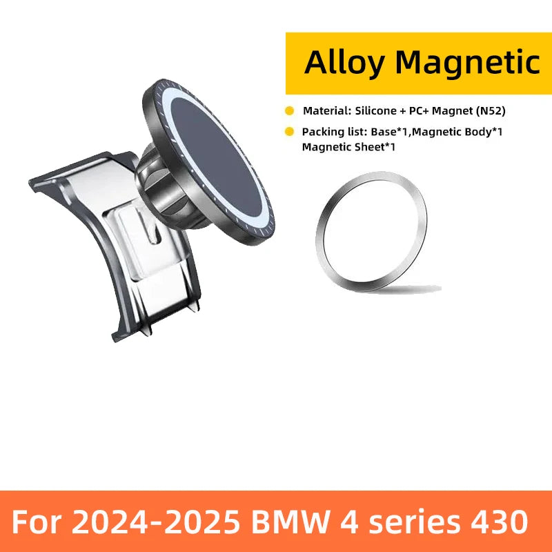 Car Phone Holder For 2024 2025 BMW 4 Series 430i Air Vent Exclusive Base GPS Stand Magnetic Charger Interior Accessories