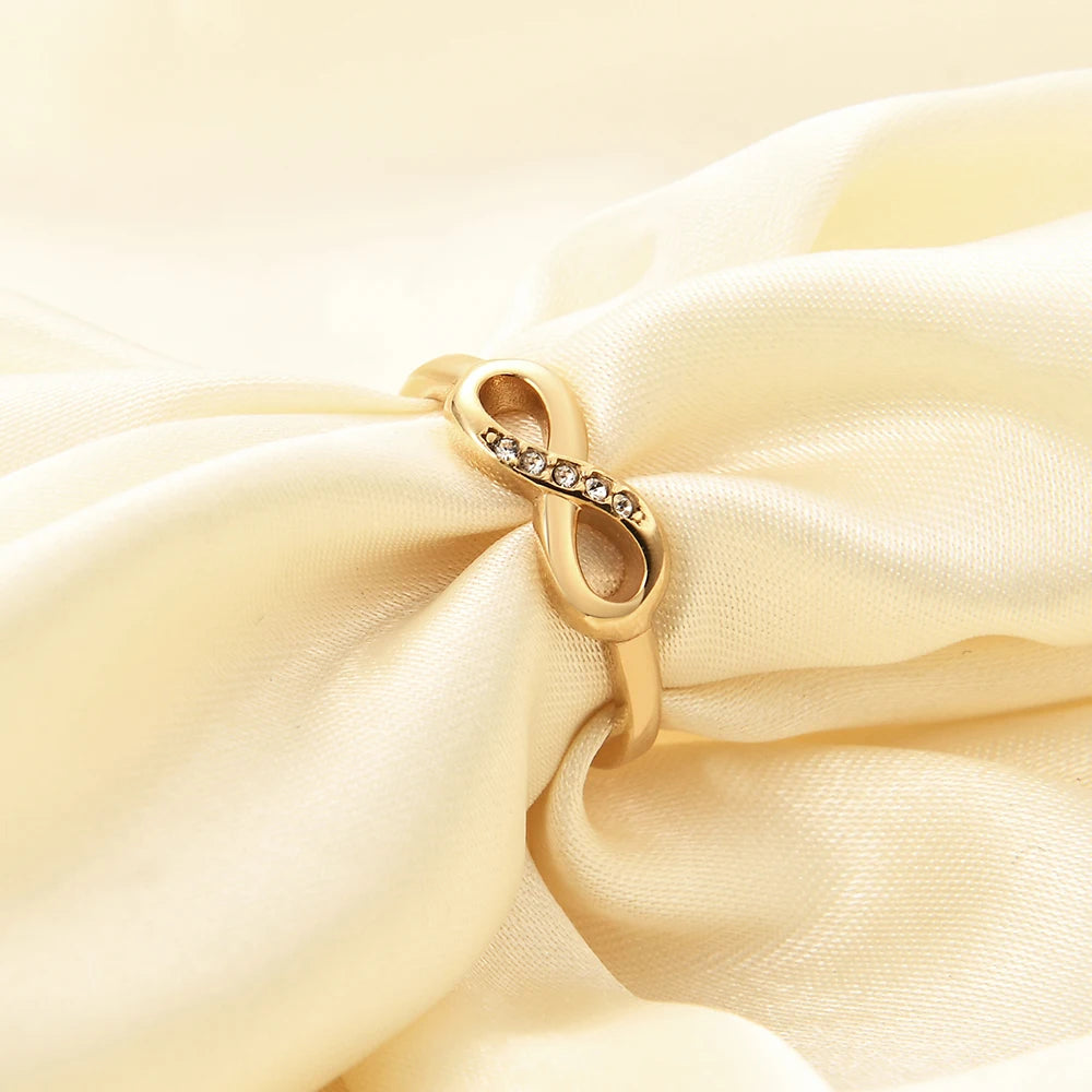Dainty Infinity Promise Ring Gold / Silver Style CZ Eternal Band