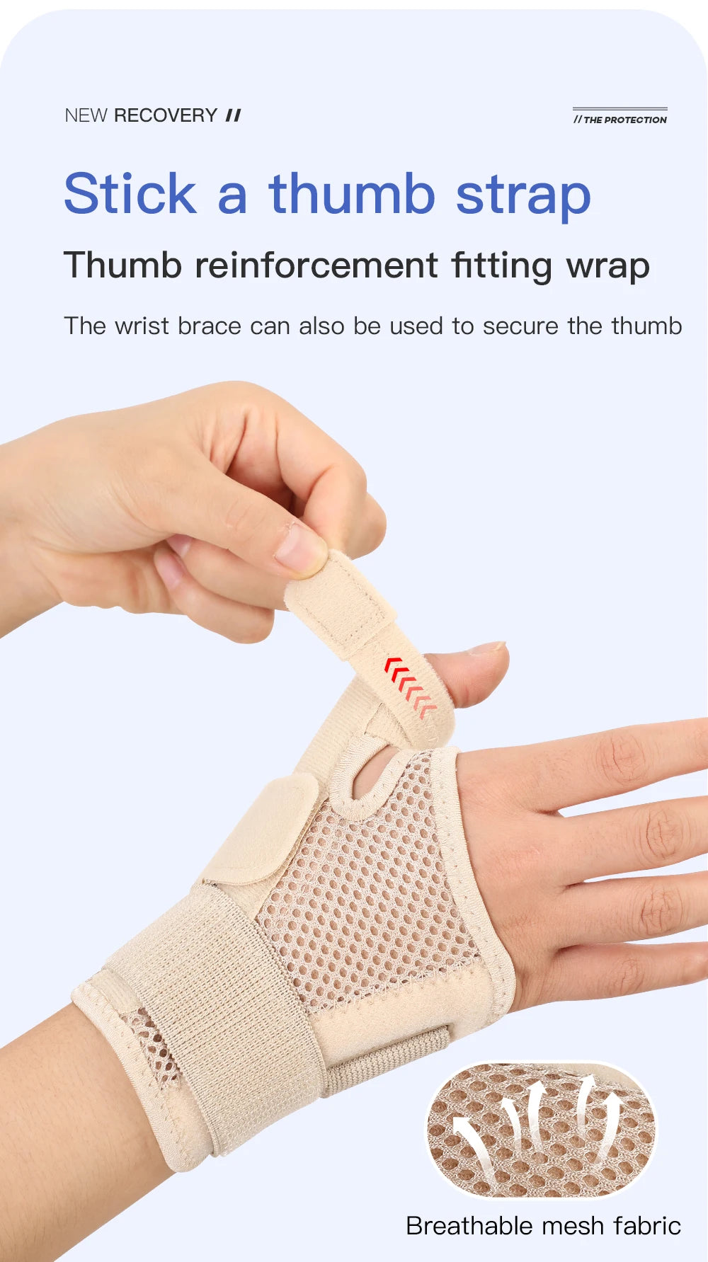 Flexible Splint Wrist Thumb Support Brace for Tendonitis Arthritis Breathable Thumb Protector Guard Fits Right and Left Hand