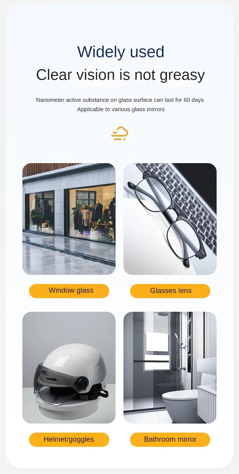 Car Glass Anti-Rain Spray Auto Water repellent Coating Agent Waterproof Rainproof Anti-fog Glass Cleaner Auto Windshield Clear