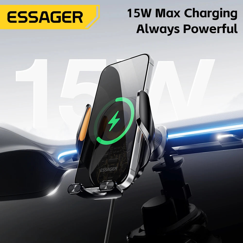 Essager 15W Magnetic Wireless Car Charger for MacSafe 15W Cooling Stand Holder for iPhone 16 15 14 13 12 Pro Max Xiaomi Samsung