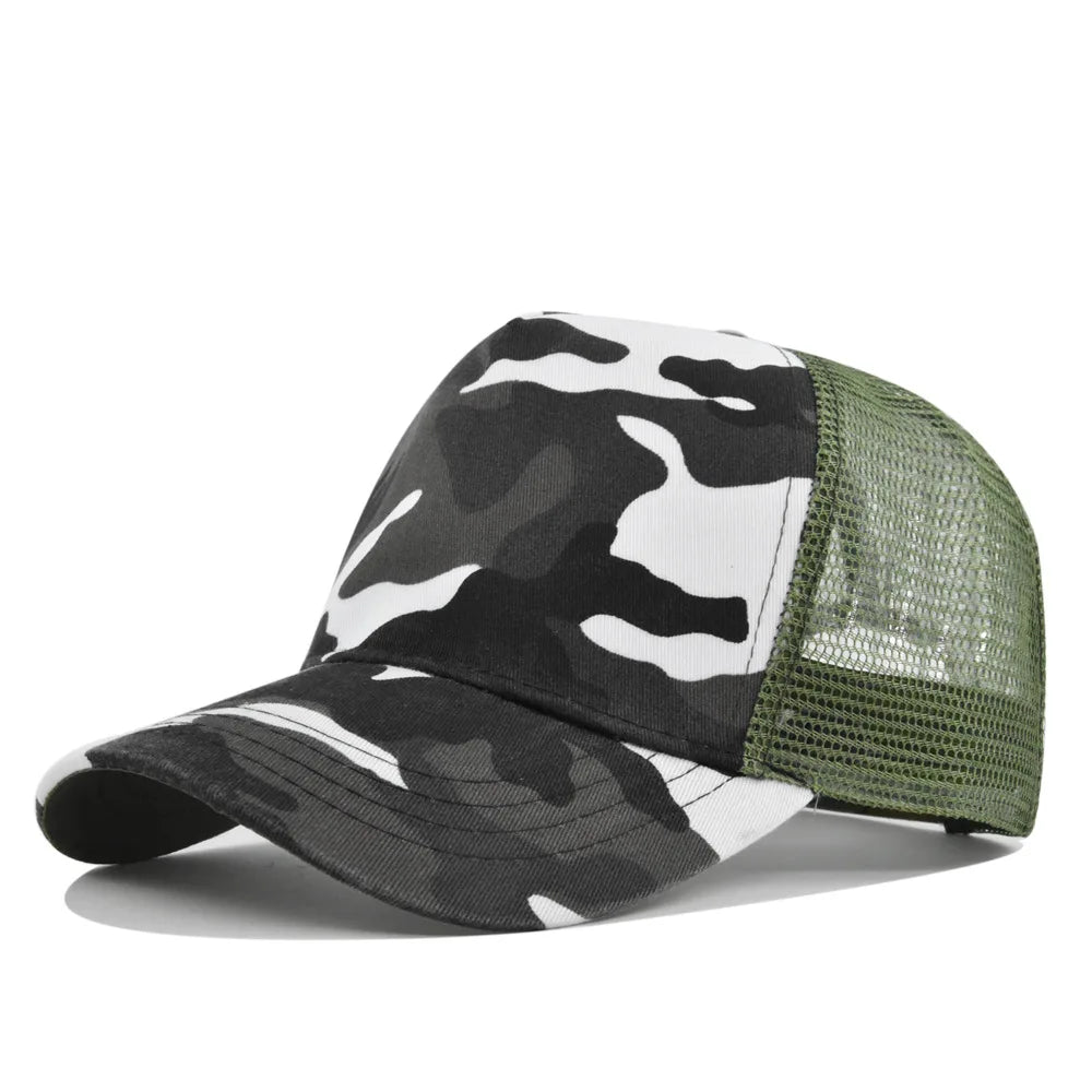 Boné de beisebol impresso com logótipo personalizado Topo Rígido Bonés de Rede de 5 Painéis para Homens Mulheres Boné Respirável Chapéu de Sol Gorra de Cor Pura Atacado