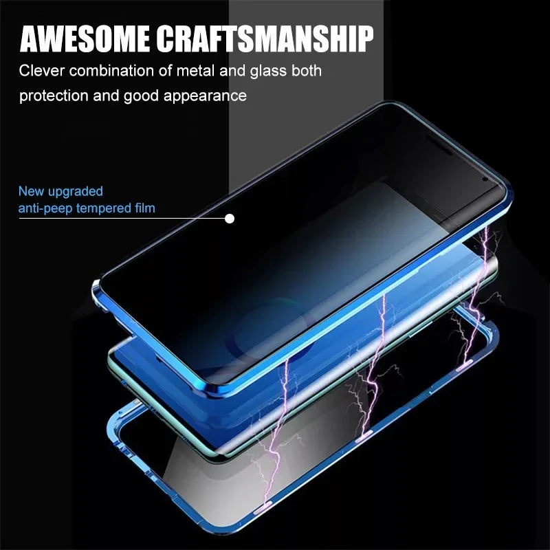 Cover For Samsung Galaxy S25 S24Ultra S23 A15 A53 A54 A52 S22 Note20Ultra S9 S8 360 Degree Privacy Protection Magnetic Case