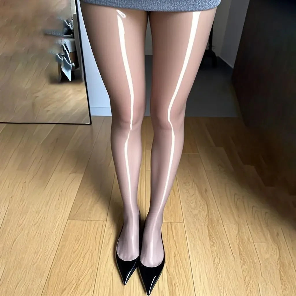 Glossy Oil High Elasticity Sheer Plus Size Tights Stockings