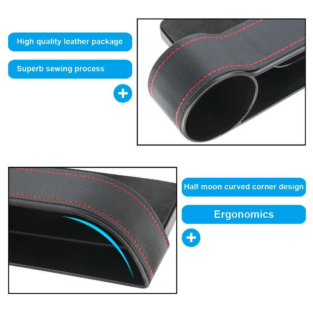 Car Organizer Auto Crevice Pocket Phone Bottle Cups Holder Seat Gap Leather Storage Box Car Accessories,USB Chargers Optional