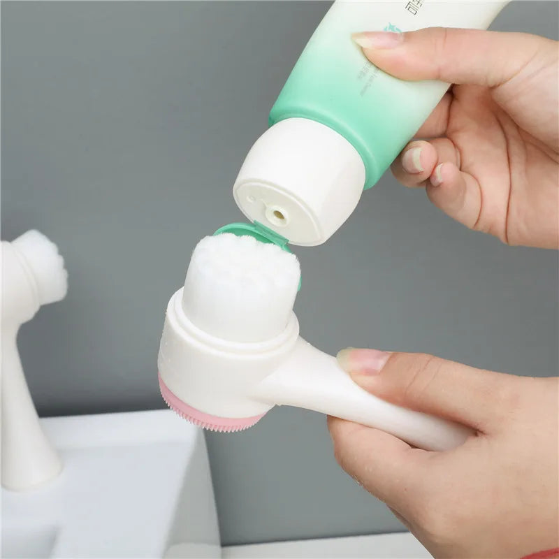 Dual-Sided Silicone Pet Paw Cleaner and Massage Grooming Brush