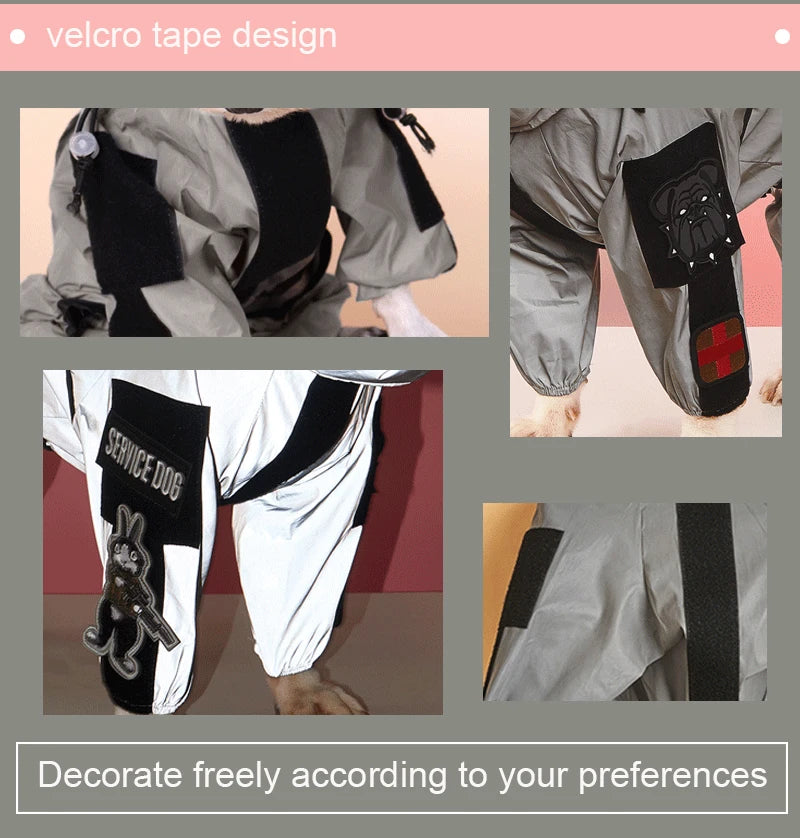 Luxury Reflective Waterproof Dog Raincoat Jumpsuit for Large Dogs