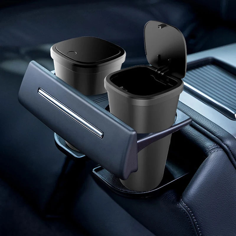 EAFC Car Trash Can Auto Organizer Storage Bag Car Garbage Bin Ashtray Dust Case Holder Click Open Cover