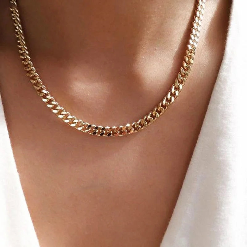 Stainless Steel Cuban Link and Rope Chain Necklace