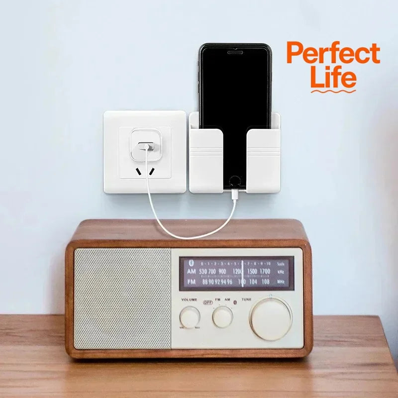 Multifunction Mobile Phone Holder Wall Mounted Organizer Storage Box Wall Remote Control Charging Dock Stand Organizer Bracket