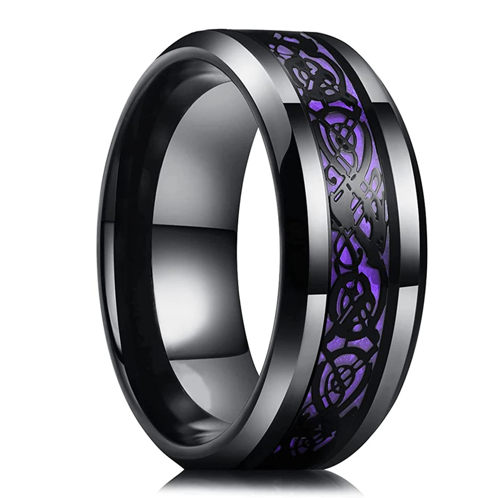 8mm Brushed Stainless Steel Step Edge Ring Multi-Color Collection