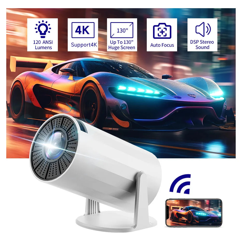 Mini Projector 1080P Support 4K, 200ANSI Lumens WiFi 6 Bluetooth Portable Outdoor Projector with HDMI USB Dolby Audio