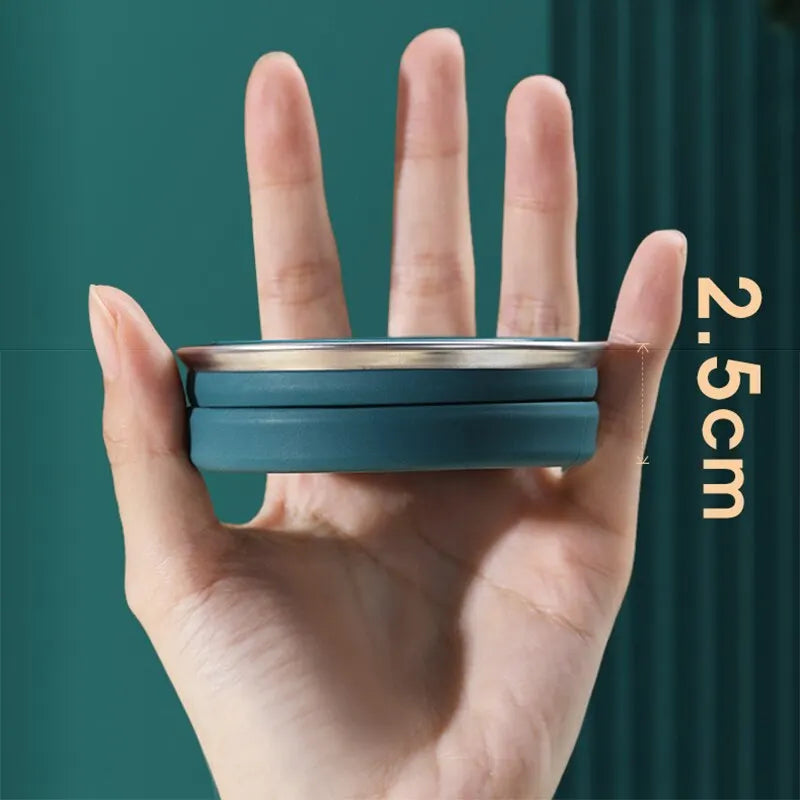 Portable Silicone Foldable Cup With Lanyard Heat Resistant Collapsible Cups Lid Folding Storage Travel Mug For Hot Water