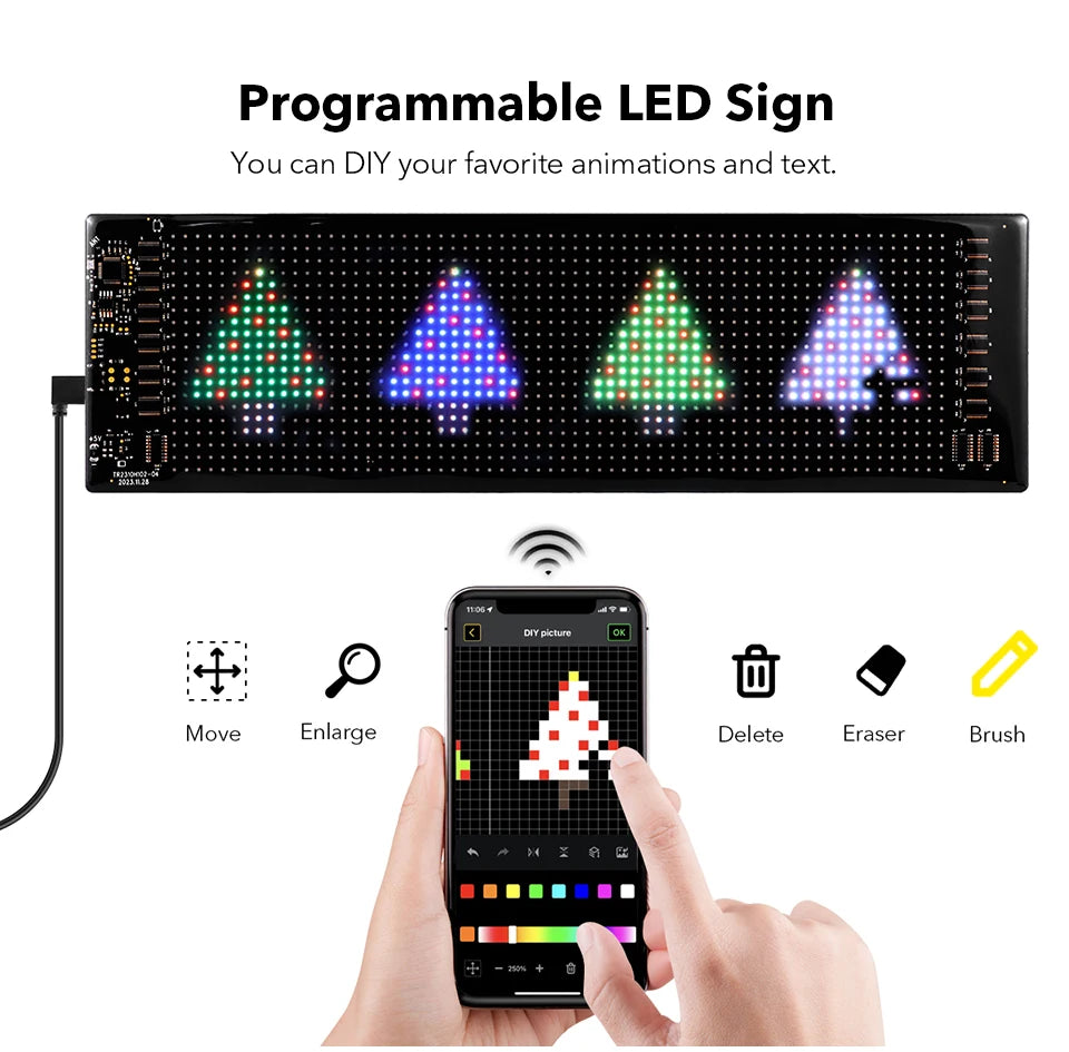 LED RGB Matrix Panel Rolling Advertisement LED Sign USB 5V with Remote Programmable logo light for Car Shops Offices Restaurants